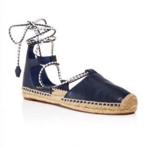 Tory Burch Positano Leather Lace-Up Espadrille
